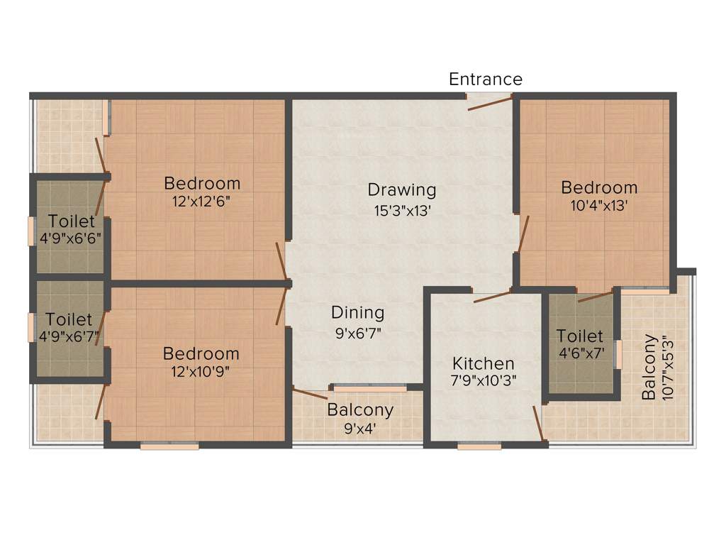 Virasat Affluence (3BHK+3T (1,450 sq ft) 1450 sq ft)