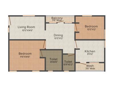 Mahalaxmi Sai Srinivasam (2BHK+2T (1,150 sq ft) 1150 sq ft)