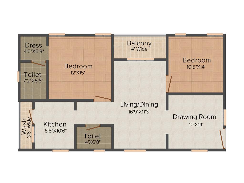 Mahalaxmi Sai Srinivasam (2BHK+2T (1,285 sq ft) 1285 sq ft)