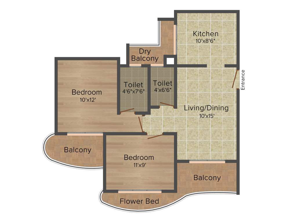 Paradise Sai Sahil (2BHK+2T (1,050 sq ft) 1050 sq ft)