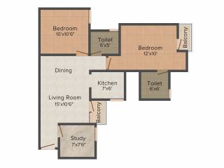 Amrapali Dream Valley (2BHK+2T (920 sq ft) + Study Room 920 sq ft) Amrapali Dream Valley (2BHK+2T (920 sq ft) + Study Room 920 sq ft)