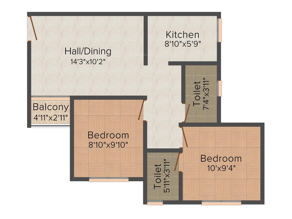 VBHC Palmhaven II (2BHK+2T (726 sq ft) 726 sq ft)