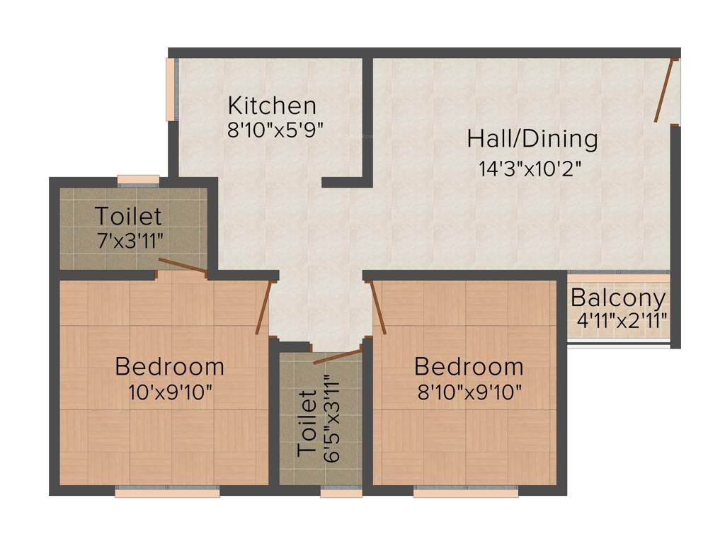 VBHC Palmhaven II (2BHK+2T (728 sq ft) 728 sq ft)