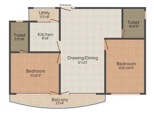 Roma Epicurean (2BHK+2T (1,230 sq ft) 1230 sq ft)