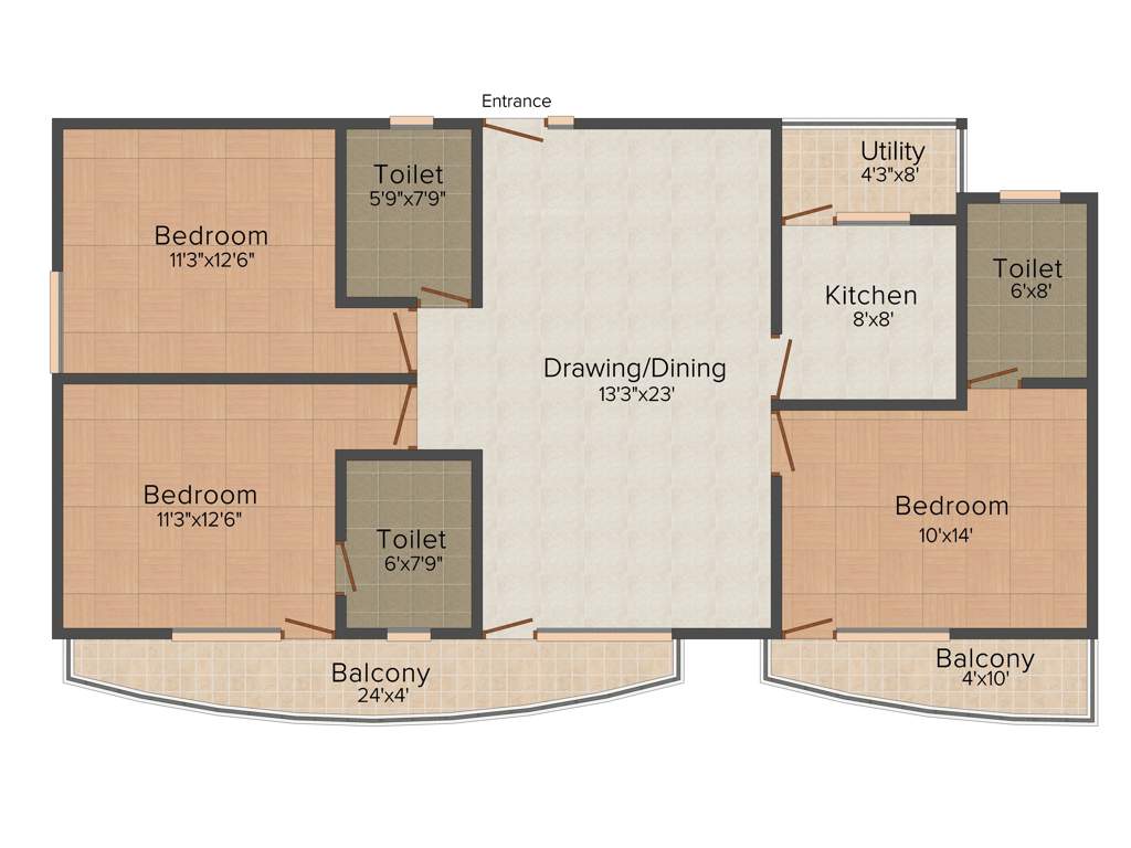 Roma Epicurean (3BHK+3T (1,625 sq ft) 1625 sq ft)