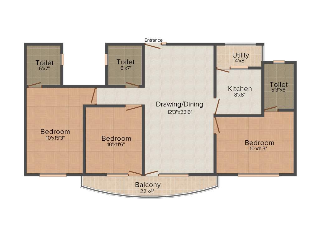 Roma Epicurean (3BHK+3T (1,455 sq ft) 1455 sq ft)