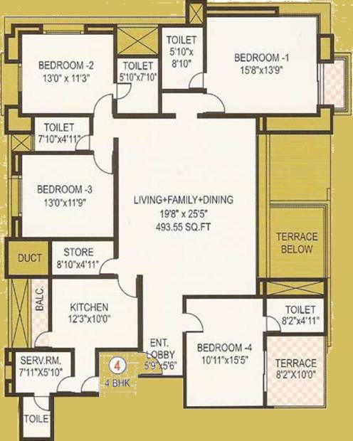 Kirti Ascent (4BHK+4T (2,273 sq ft)   Servant Room 2273 sq ft)