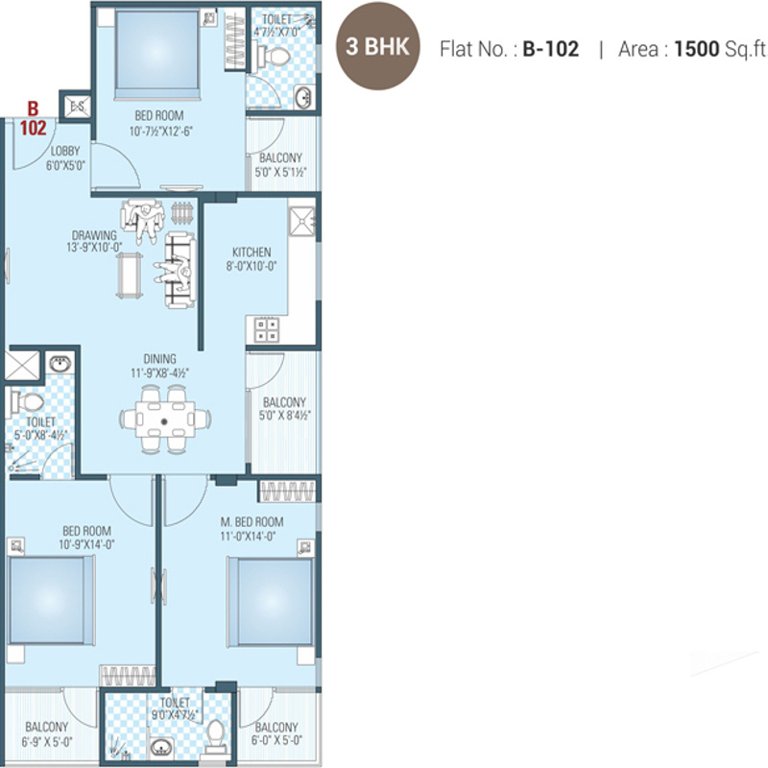 Aradhana Bhavyaa Glory (3BHK+3T (1,500 sq ft) 1500 sq ft)