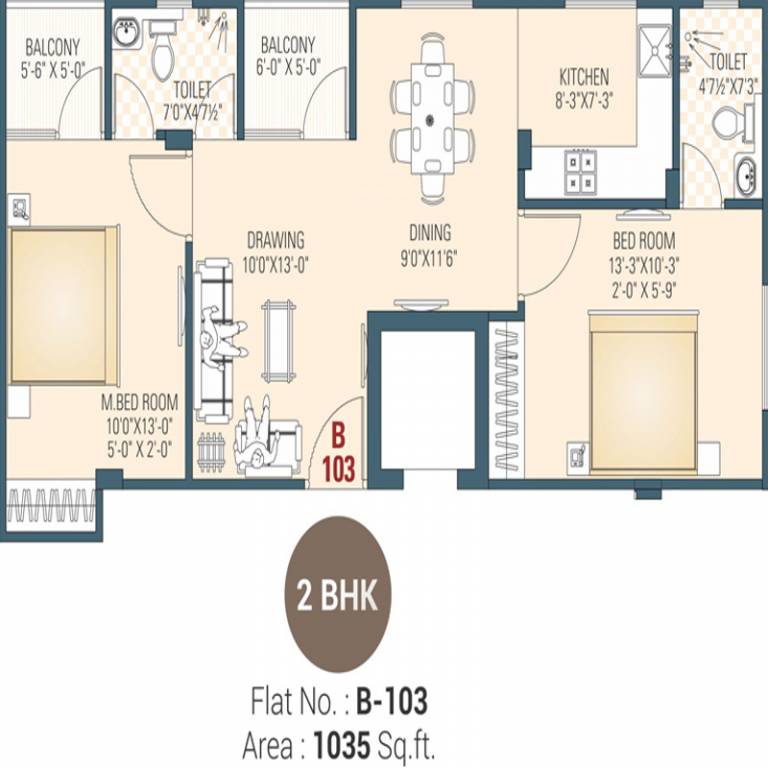 Aradhana Bhavyaa Glory (2BHK+2T (1,035 sq ft) 1035 sq ft)