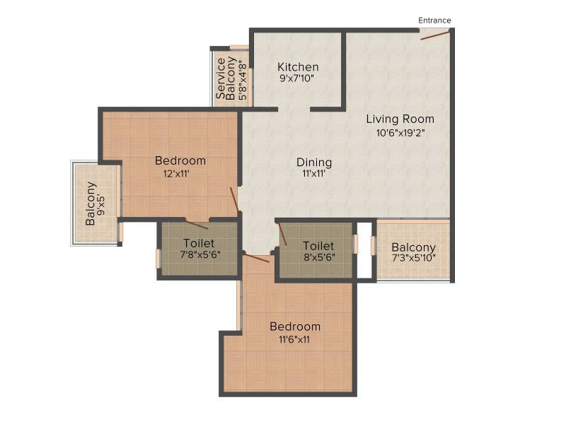 Assotech The Nest (2BHK+2T (1,245 sq ft) 1245 sq ft)