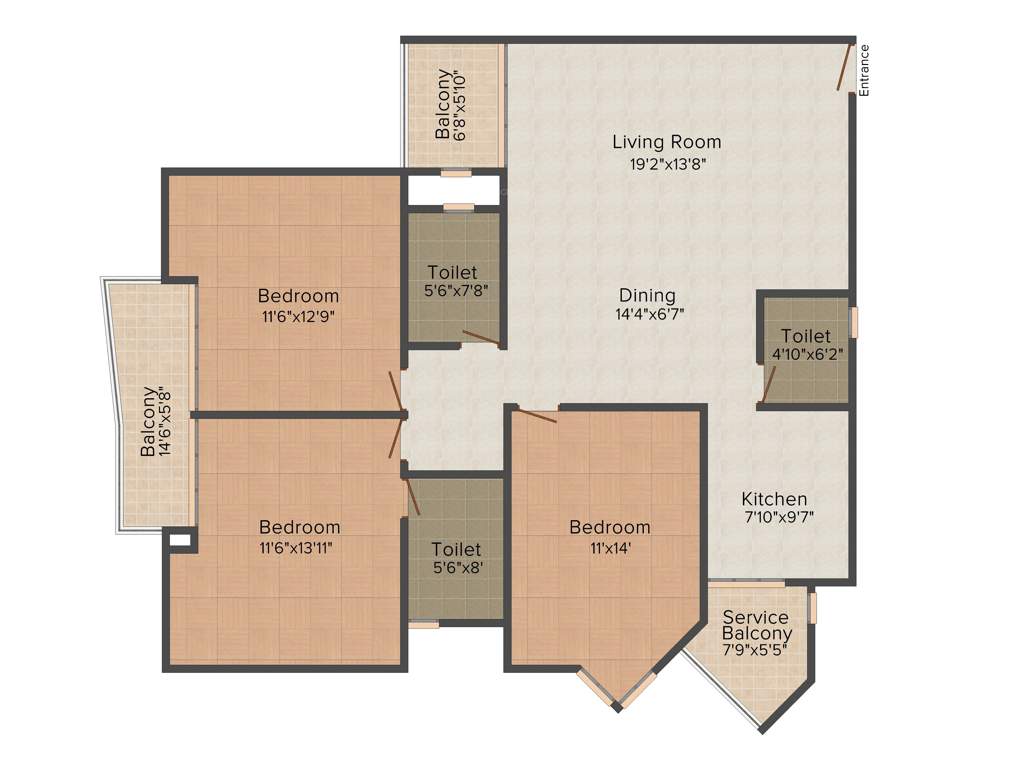 Assotech The Nest (3BHK+2T (1,640 sq ft) 1640 sq ft)