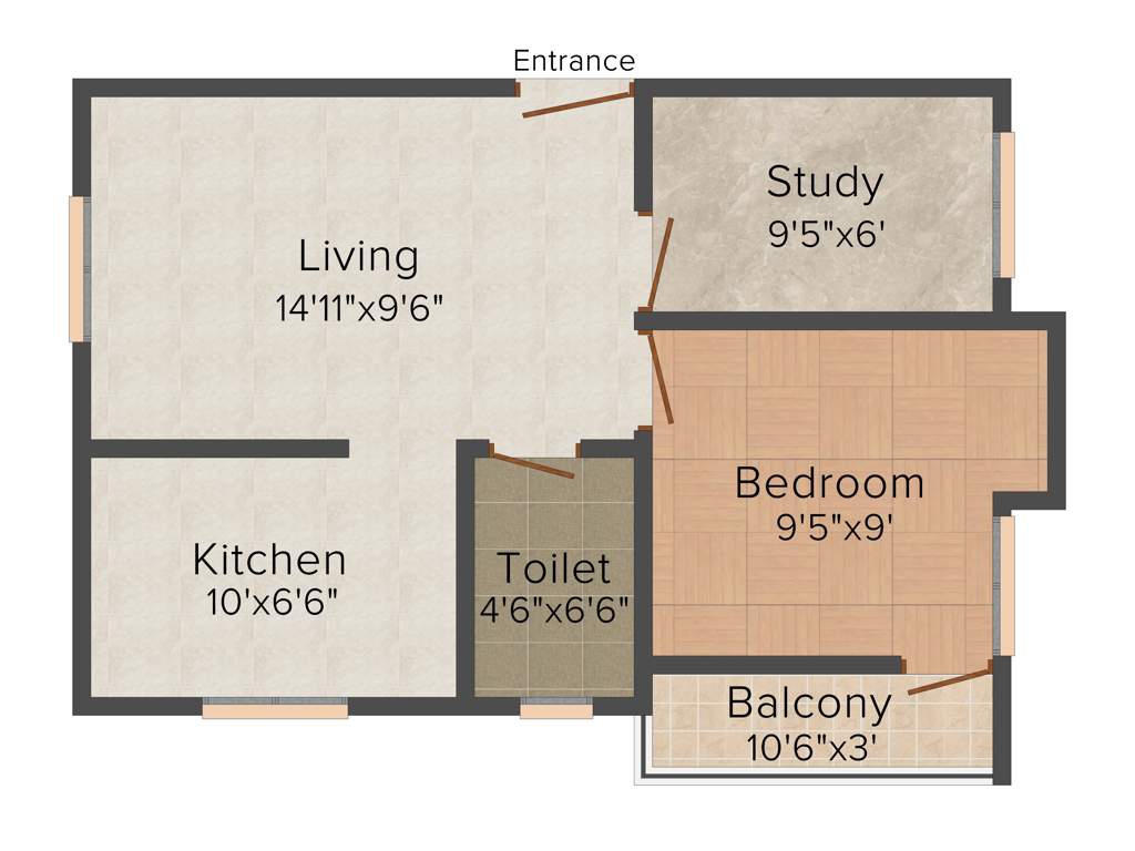 VGK Blue Bell (1BHK+1T (582 sq ft)   Study Room 582 sq ft)