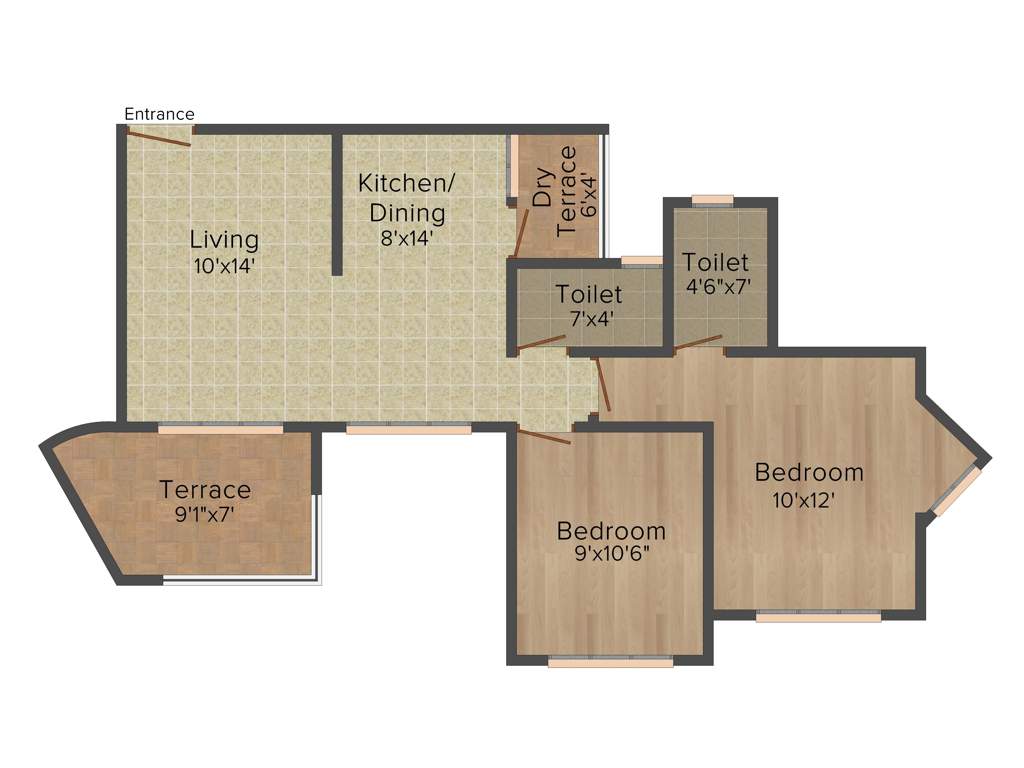 Mittal Sun Exotica (2BHK+2T (872 sq ft) 872 sq ft)