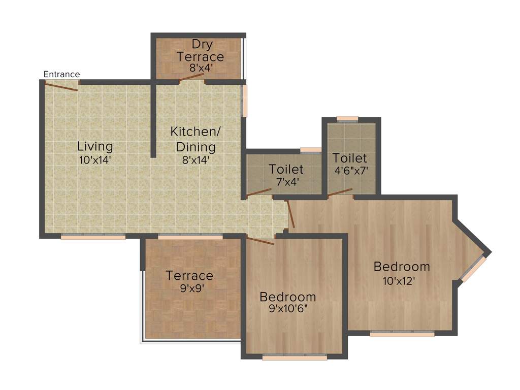 Mittal Sun Exotica (2BHK+2T (888 sq ft) 888 sq ft)