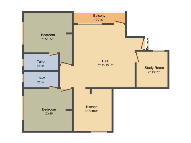 Vlmaks Arya (2BHK+2T (1,221 sq ft)   Study Room 1221 sq ft)