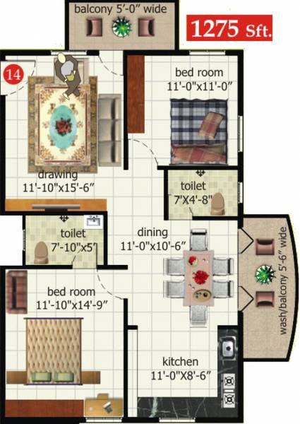 Srivathsa Mayfair Anthem (2BHK+2T (1,275 sq ft) 1275 sq ft) Srivathsa Mayfair Anthem (2BHK+2T (1,275 sq ft) 1275 sq ft)