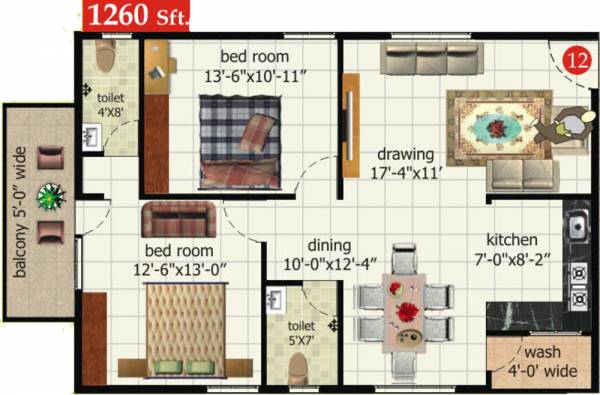 Srivathsa Mayfair Anthem (2BHK+2T (1,260 sq ft) 1260 sq ft) Srivathsa Mayfair Anthem (2BHK+2T (1,260 sq ft) 1260 sq ft)