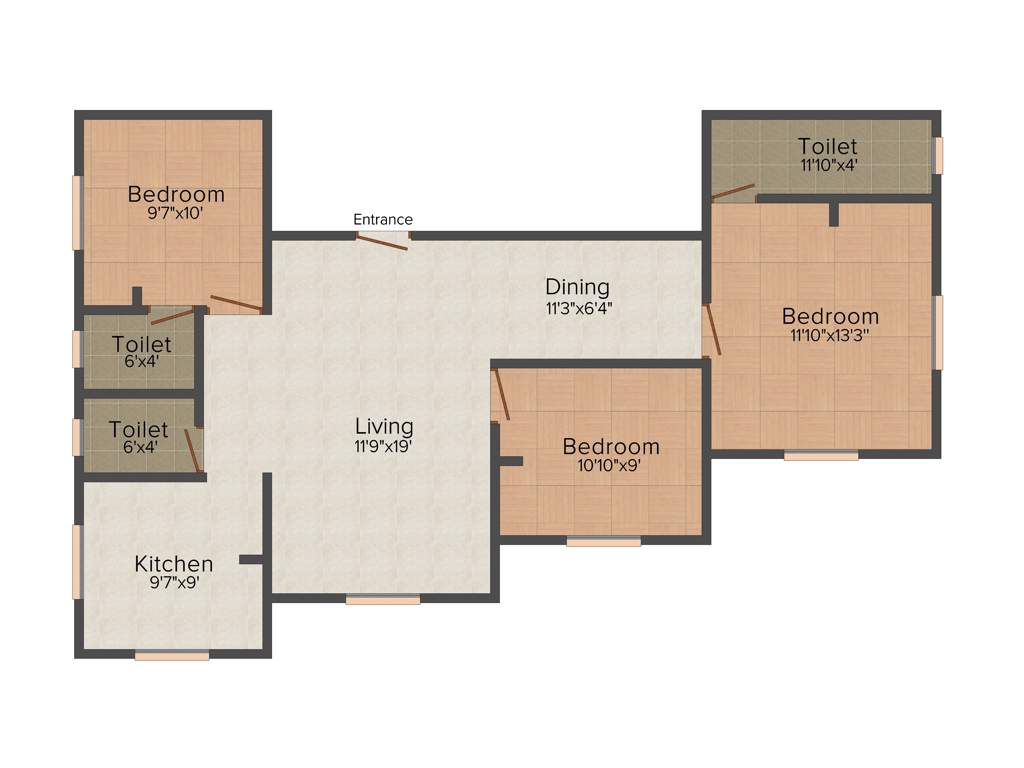 VGK Prime Rose (3BHK+3T (1,233 sq ft) 1233 sq ft)