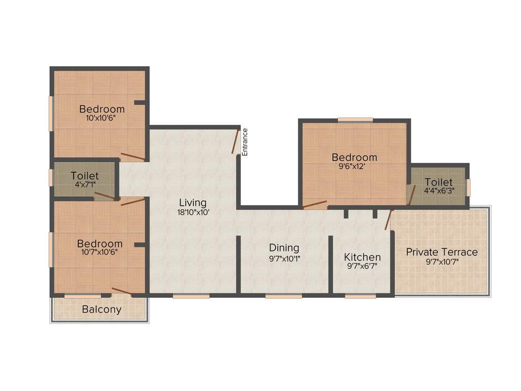 VGK Prime Rose (3BHK+2T (1,112 sq ft) 1112 sq ft)