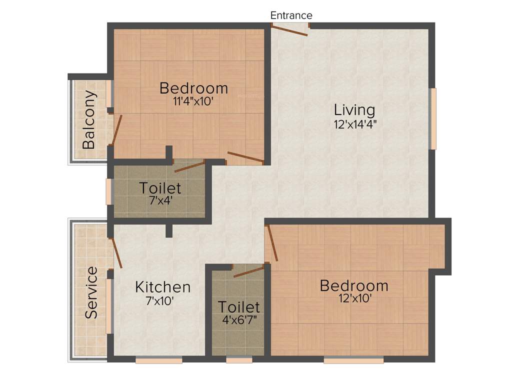 VGK Prime Rose (2BHK+2T (864 sq ft) 864 sq ft)