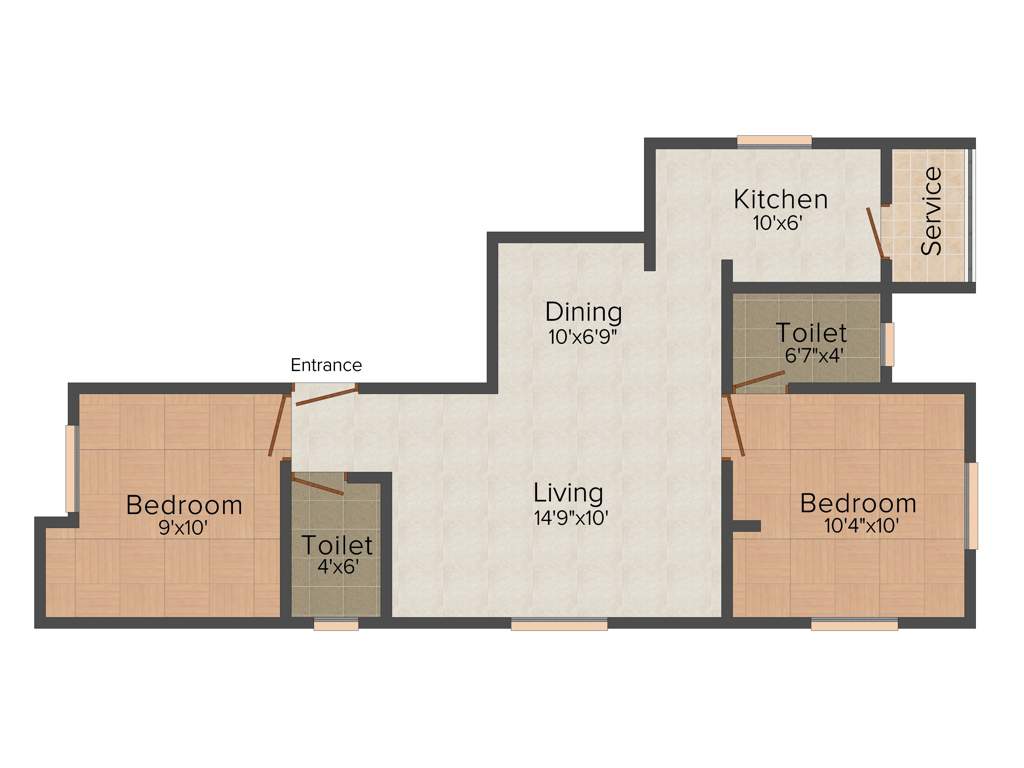 VGK Prime Rose (2BHK+2T (818 sq ft) 818 sq ft)