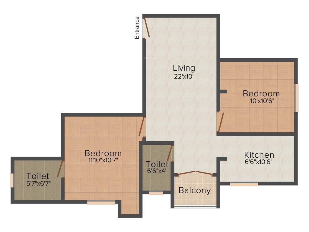 VGK Prime Rose (2BHK+2T (855 sq ft) 855 sq ft)