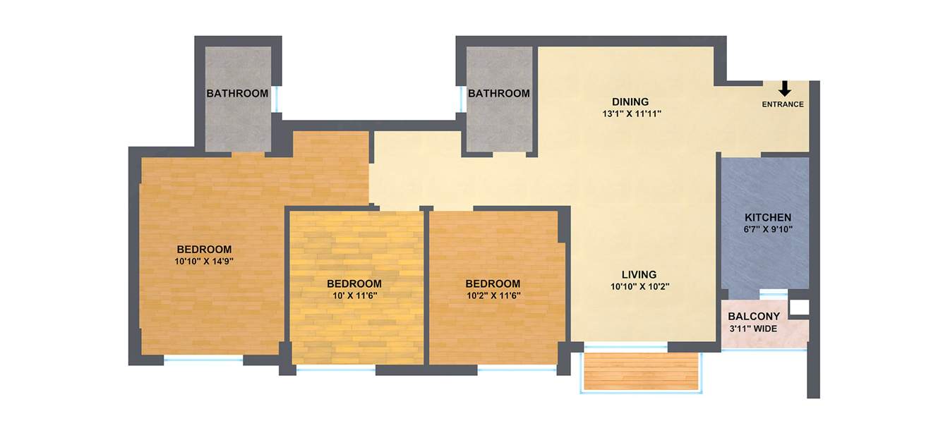 DLF New Town Heights (3BHK+3T (1,521 sq ft) 1521 sq ft)