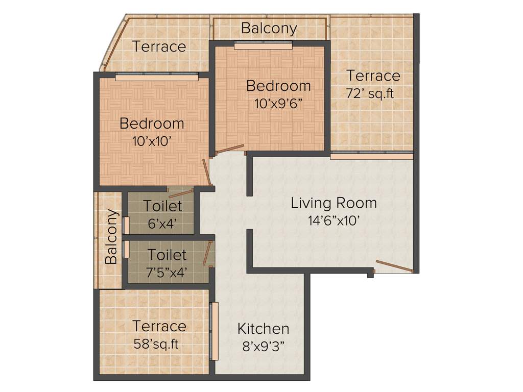 GKR Pinewood Tower (2BHK+2T (1,015 sq ft) 1015 sq ft)