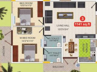 VH Royal Mist (2BHK+2T (1,141 sq ft) 1141 sq ft)