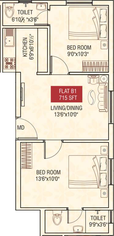 Oyester Sakunthalavanam (2BHK+2T (715 sq ft) 715 sq ft)