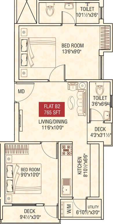 Oyester Sakunthalavanam (2BHK+2T (765 sq ft) 765 sq ft)