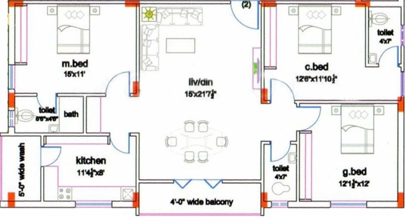 Balaji Elina Residency (3BHK+3T (1,570 sq ft) 1570 sq ft) Balaji Elina Residency (3BHK+3T (1,570 sq ft) 1570 sq ft)