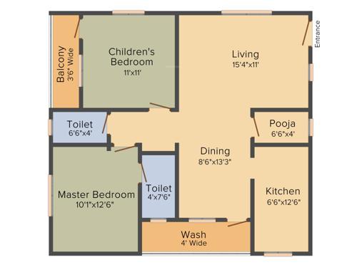 KSR Sai Akhil Habitat (2BHK+2T (1,125 sq ft) + Pooja Room 1125 sq ft)