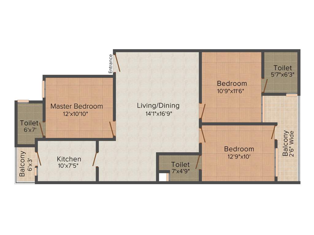 Virasat Height II (3BHK+3T (1,250 sq ft) 1250 sq ft)