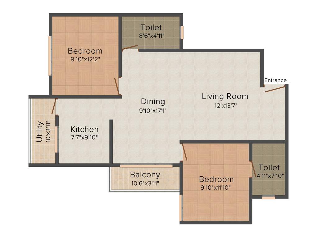 Eminence Park (2BHK+2T (1,115 sq ft) 1115 sq ft)