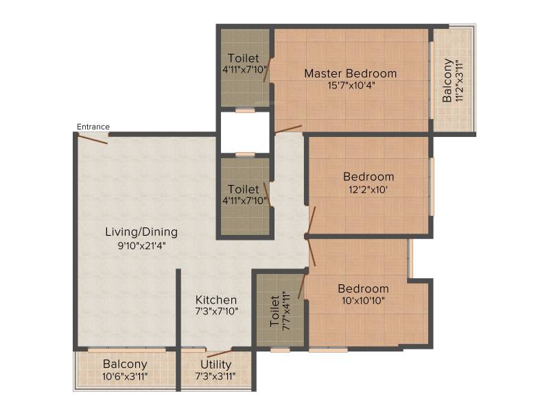 Eminence Park (3BHK+3T (1,380 sq ft) 1380 sq ft)