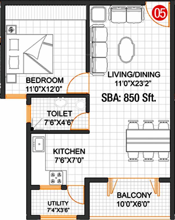 Alcons Star (1BHK+1T (850 sq ft) 850 sq ft)