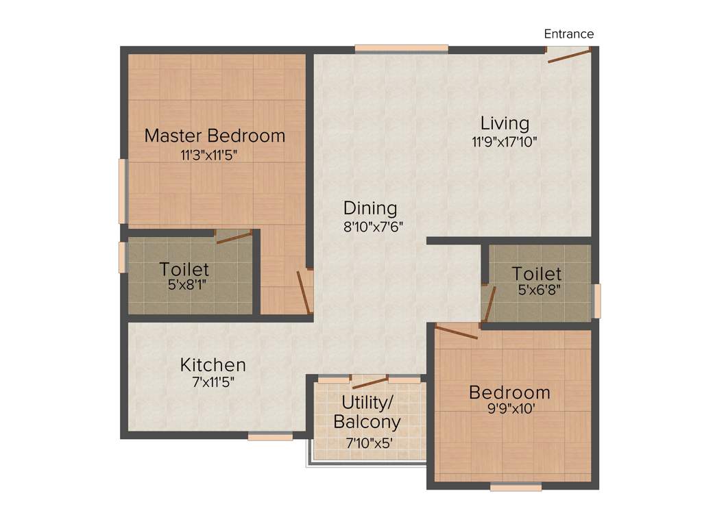 RV RVS Sumeru (2BHK+2T (1,005 sq ft) 1005 sq ft)
