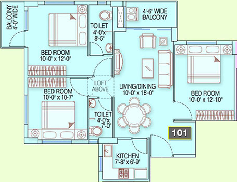 Fortune Heights (3BHK+2T (1,091 sq ft) 1091 sq ft) Fortune Heights (3BHK+2T (1,091 sq ft) 1091 sq ft)