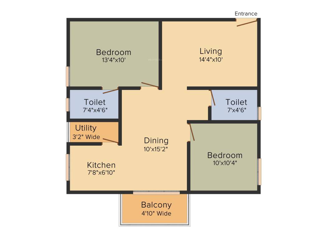 NCN Crystal (2BHK+2T (1,000 sq ft) 1000 sq ft)