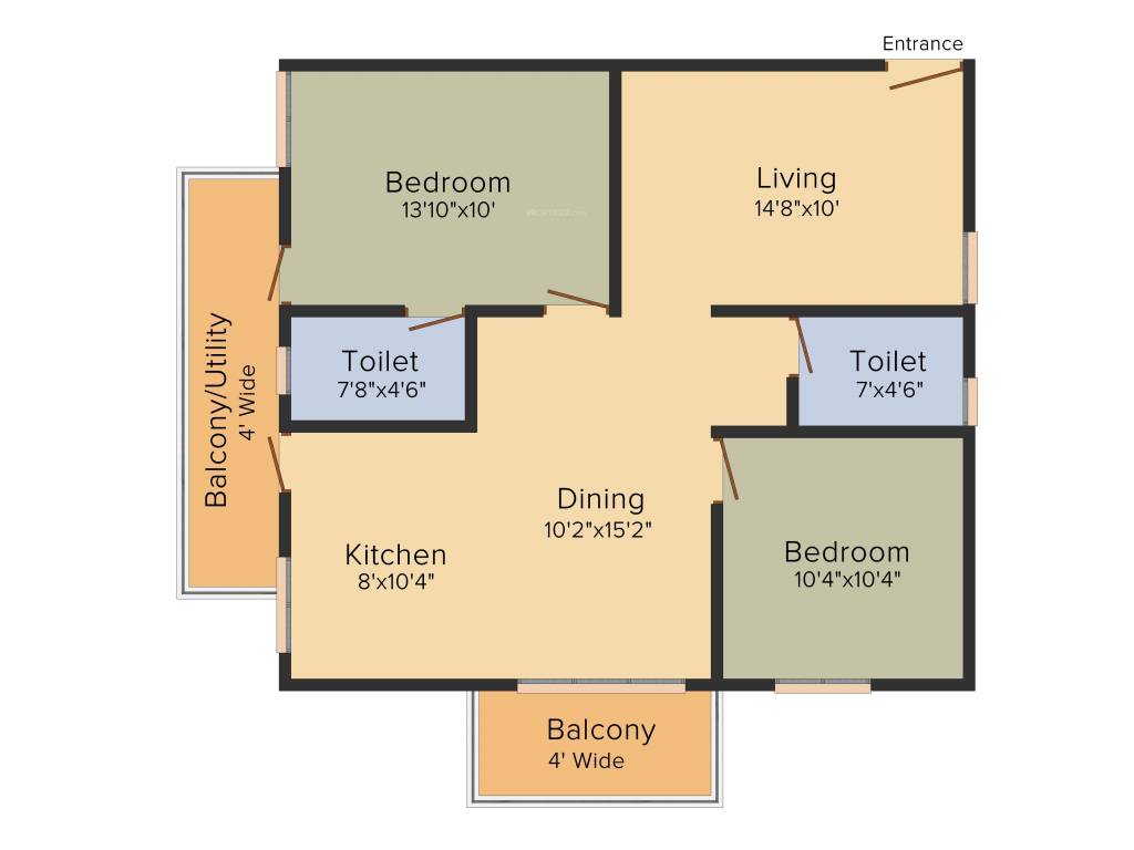 NCN Crystal (2BHK+2T (1,110 sq ft) 1110 sq ft) NCN Crystal (2BHK+2T (1,110 sq ft) 1110 sq ft)