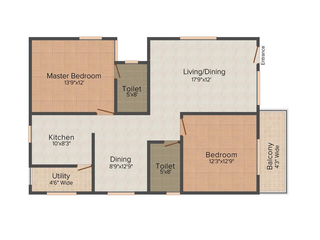 Ambiance Aspen (2BHK+2T (1,308 sq ft) 1308 sq ft)