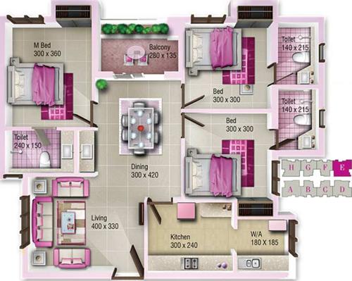 Jewel Capital (3BHK+3T (1,235 sq ft) 1235 sq ft) Jewel Capital (3BHK+3T (1,235 sq ft) 1235 sq ft)