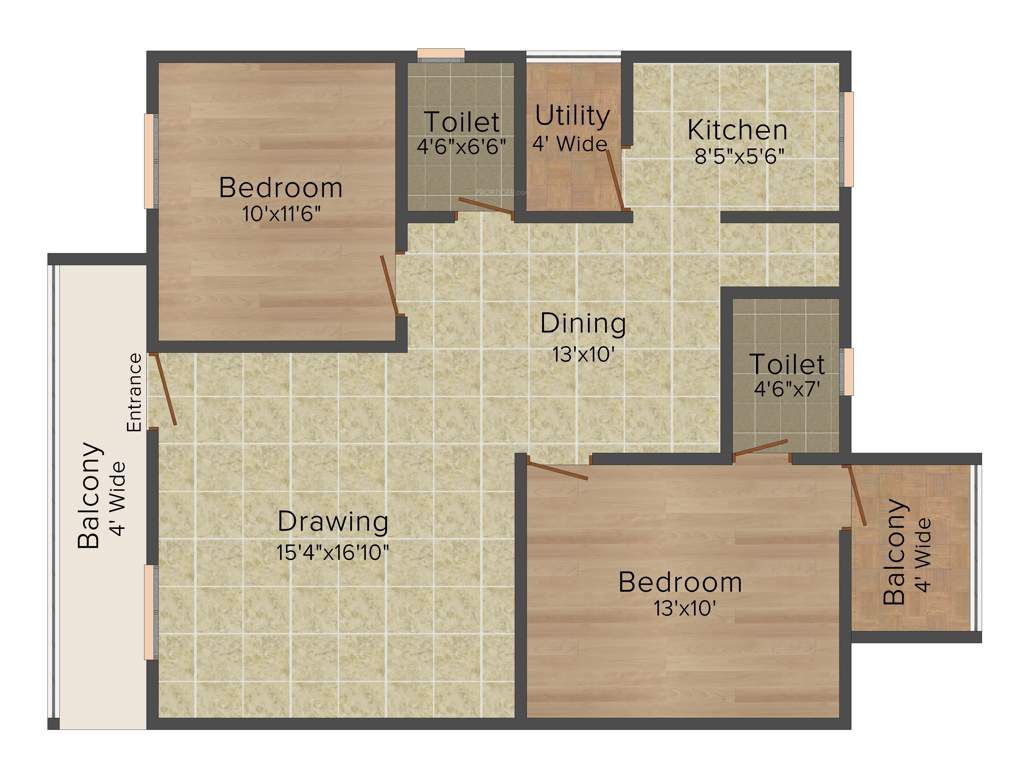 NCN Platina (2BHK+2T (1,129 sq ft) 1129 sq ft)