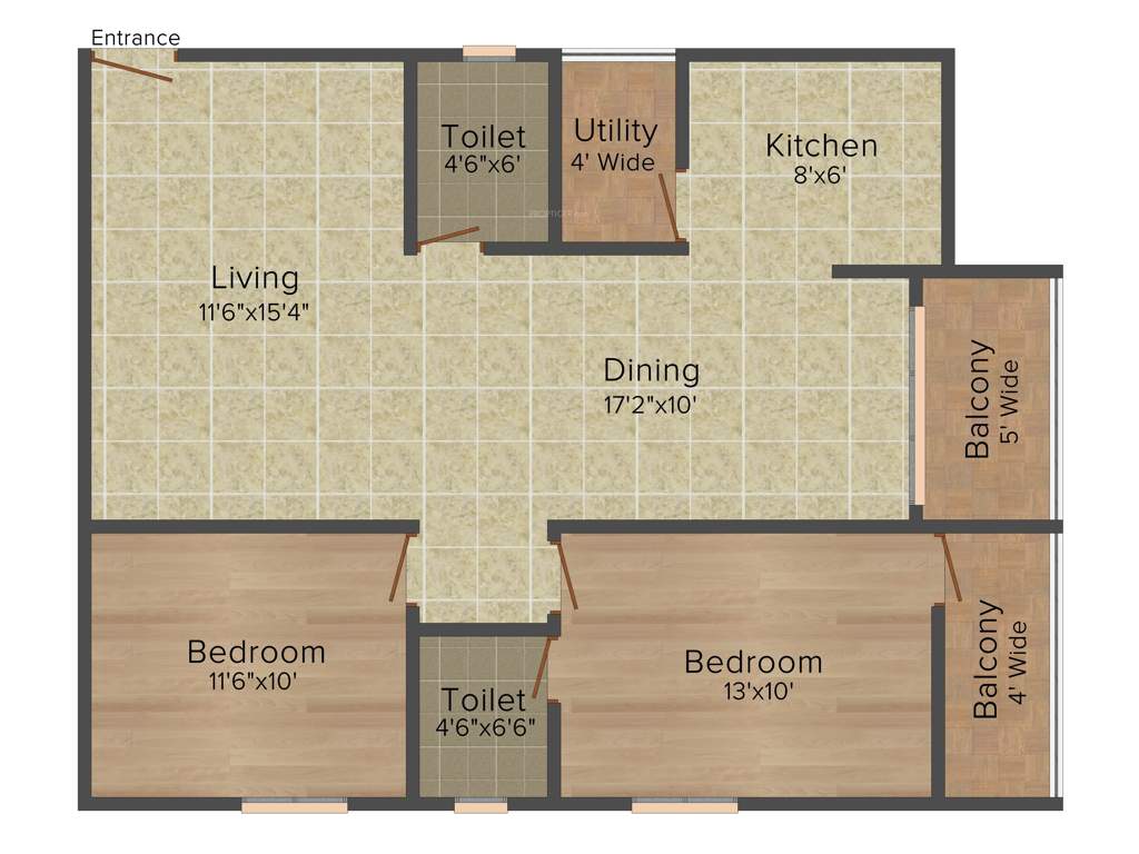 NCN Platina (2BHK+2T (1,125 sq ft) 1125 sq ft)