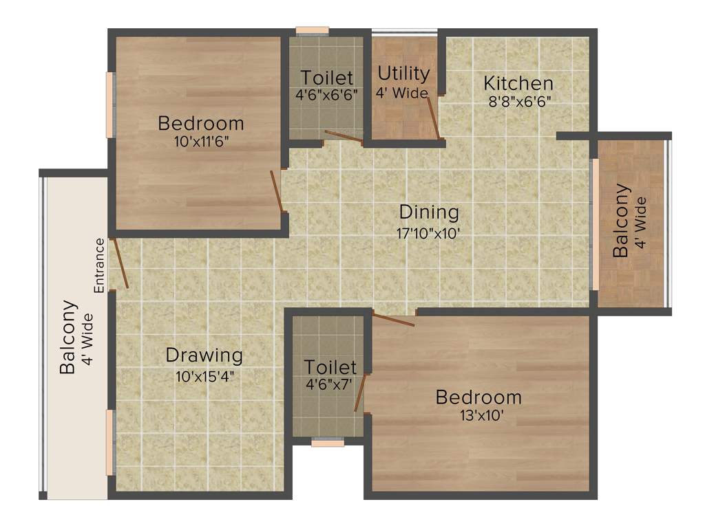 NCN Platina (2BHK+2T (1,115 sq ft) 1115 sq ft)