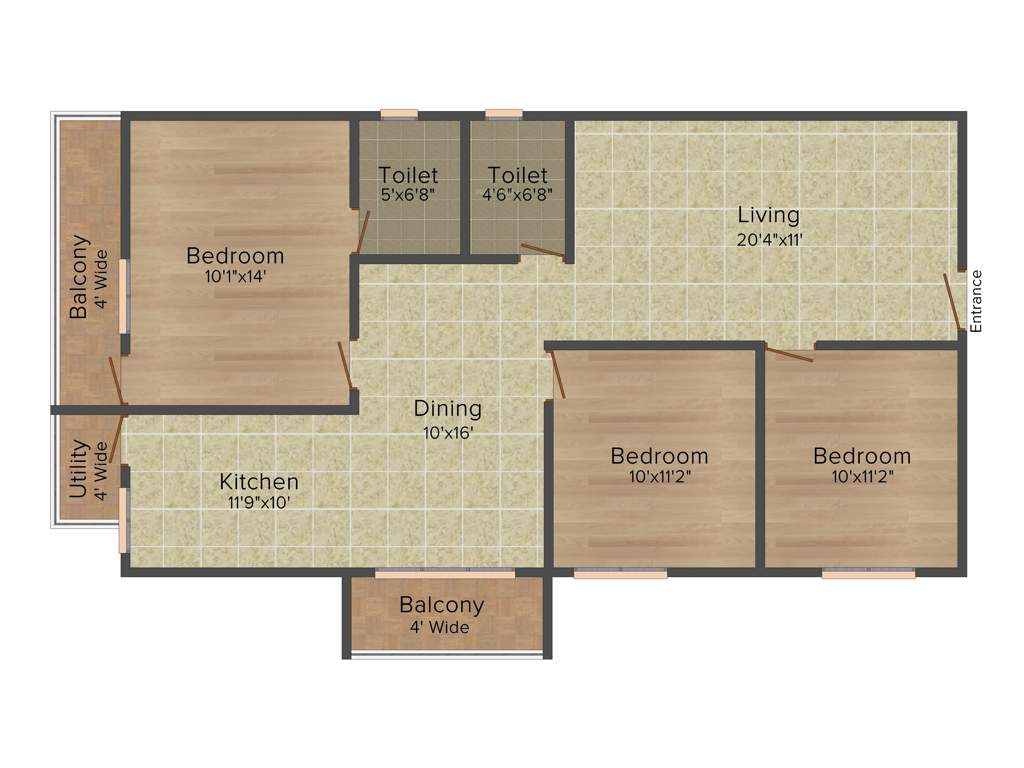 NCN Platina (3BHK+2T (1,354 sq ft) 1354 sq ft)