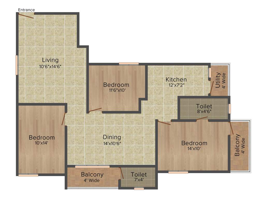 NCN Platina (3BHK+2T (1,546 sq ft) 1546 sq ft)
