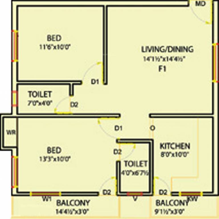 Uniplus Roseberry (2BHK+2T (875 sq ft) 875 sq ft) Uniplus Roseberry (2BHK+2T (875 sq ft) 875 sq ft)