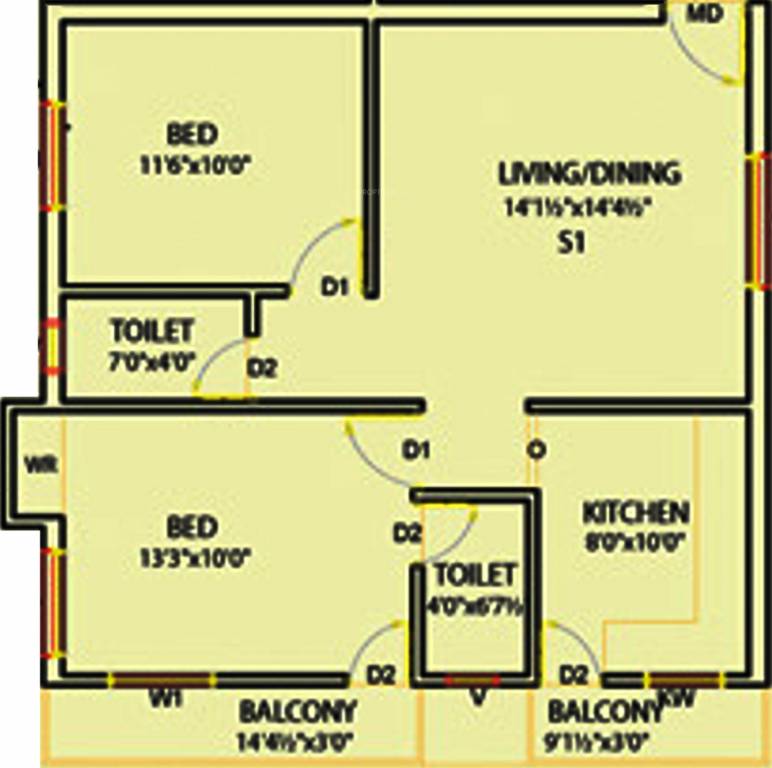 Uniplus Roseberry (2BHK+2T (936 sq ft) 936 sq ft) Uniplus Roseberry (2BHK+2T (936 sq ft) 936 sq ft)